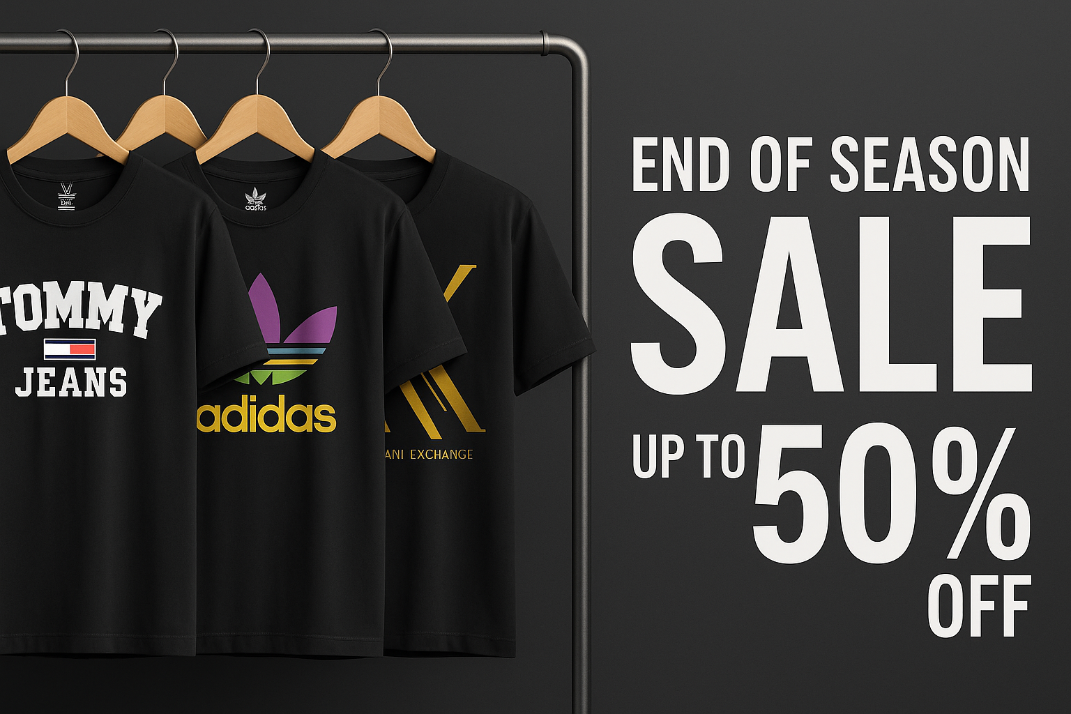 End of Season Sale Banner with Clothes Hangers